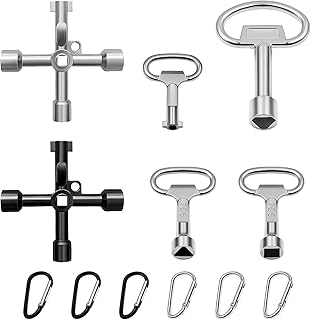 Lot de 12 Clés Multifonction Triangle Passe Partout avec Boucle d’escalade, Clé Coffret EDF Gaz Enedis GRDF, Clé Armoire Electrique et Robinet, Outil Universel pour Maintenance Réparation Extérieure