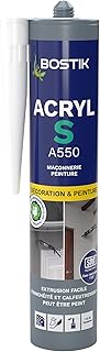 Bostik Acryl S – Mastic Acrylique – Intérieur & Extérieur – Fissures, Calfeutrement Et Joint – Tous Matériaux – Blanc – Cartouche 310 ml