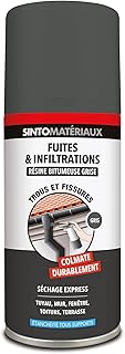 SINTOMATERIAUX - Spray Etanchéité - Résine Bitumeuse - Répare Fuites et Infiltrations - Protège de la Rouille- Reste Flexible - Intérieur Extérieur - Se Peint - Gris- Technique Professionnelle - 150ml