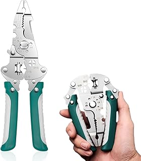 1 Pièce 26 en 1 Pliable Denudeur Cable Electrique, Pince Coupante Electricien Precision, Outils Electricien Multifonction, pour Installation Electrique (Vert)