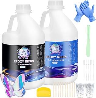 Ghguole Resine Epóxy,4.5 L Kit Resin Epóxy Transparente et Durcisseur 1: 1 Ratio Revêtement pour Bois,DIY,Créations Artistiques,Table,Décoration