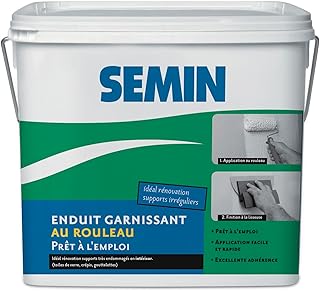 Semin - Enduit Garnissant au Rouleau - Rénovation des Supports très Endommagés - Intérieur - Seau de 10 kg