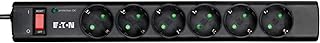 Eaton Protection Strip 6 DIN Bloc multiprise avec protection contre les surtensions (prise Schuko 6 prises commutable) Noir