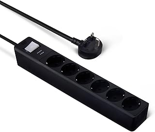Amazon Basics Multiprise 6 prises 600 joules, protection contre les surtensions, 0.6 m, couleur Noir