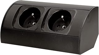 ORNO AE-1303/B Multiprise Electrique Idéal pour Cuisine Bureau et Plan de Travail Montage en Saillie à 45° Câble 0,6 m Prise Standard 3680W : Français (Type E) (Noir)