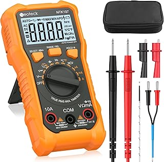 Neoteck Multimètre Numérique 2000 Comptages Testeur Électrique AC DC Courant Tension Résistance Capacité NCV Fréquence Température avec Pince Crocodile