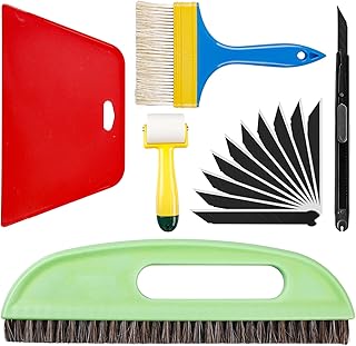 Lot de 6 outils de tapisserie, kit complet incluant brosse à tapisser, outils de tapissage, rouleaux, outil de coupe, outil de lissage de papier peint, set de papier peint pour contact adhésif