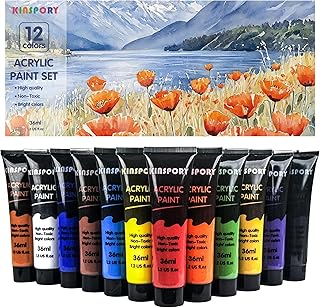 KINSPORY Peinture Acrylique 12 x 36 ml - Résistant à l