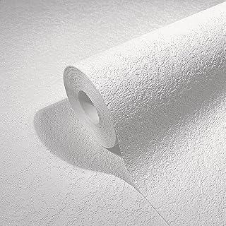 marburg Papier peint blanc vinyle expansé aspect plâtre pour le salon chambre à coucher Made in Germany 10,05 x 0,53m
