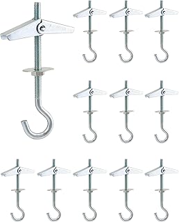 QWORK 12 Pièces Crochets De Plafond, M5x90mm, Acier Au Carbone, Plantes Suspendues, Pour Plafonds En Plaques De Plâtre