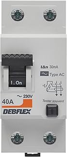 DEBFLEX - Interrupteur Différentiel 40A 30mA 2 Pôles Type AC - Module de Protection Electrique - Certifié NF - Installation dans Tableau Electrique - Gris