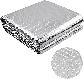 Isolant Thermique, Film à Bulles Épais en Aluminium, 60cm x 5m Feuille Réfléchissante Double Face en Aluminisé, Feuille D