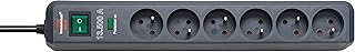 Brennenstuhl Multiprise ECO-LINE Anthracite, 6 prises, avec parasurtenseur et 1,4m de câble (13.500A)
