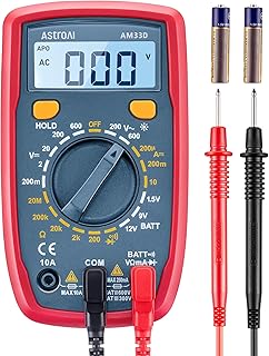 AstroAI Multimètre Numérique Portable, Testeur Électrique Multifonctions 2000, Voltmètre, Ampèremètre, Ohmmètre, Testeur de Tension AC/DC, Courant DC, Résistance, Continuité, Diode