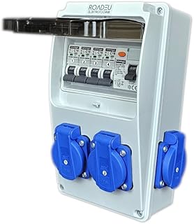 RoadEu - Répartiteur de Courant 230V, 4x Prises intégrées au Tableau Électrique avec Disjoncteur Différentiel 30mA Coffret Electrique équipé de 4x Disjoncteur 16A. Distributeur avec TableauÉlectrique